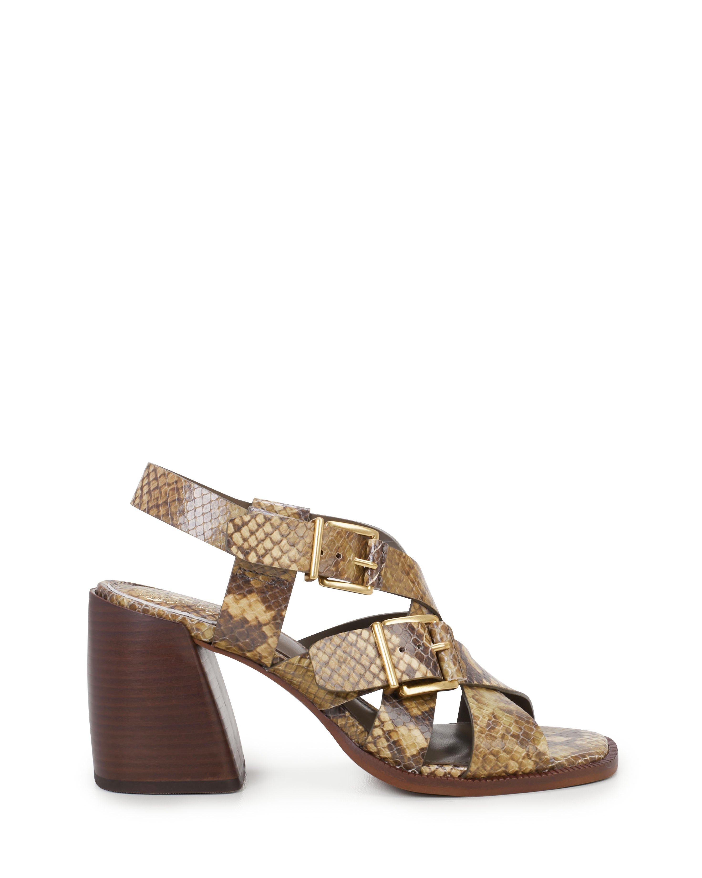 Crisscross Strap Square-Toe Sandals with Block Heel | Penina