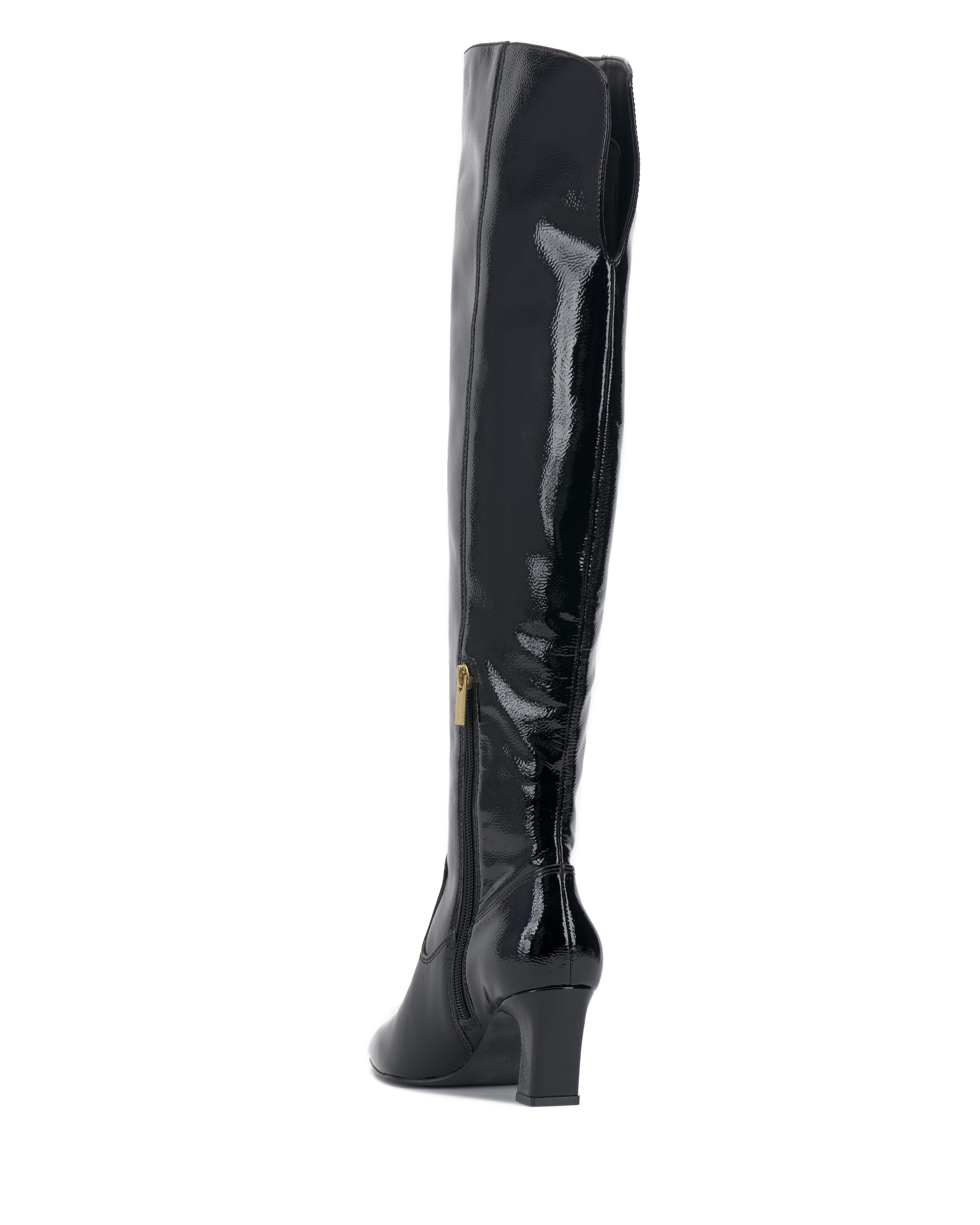 Wide Calf Over the Knee Boots with Pointed Toe & Stacked Heel | Shalie