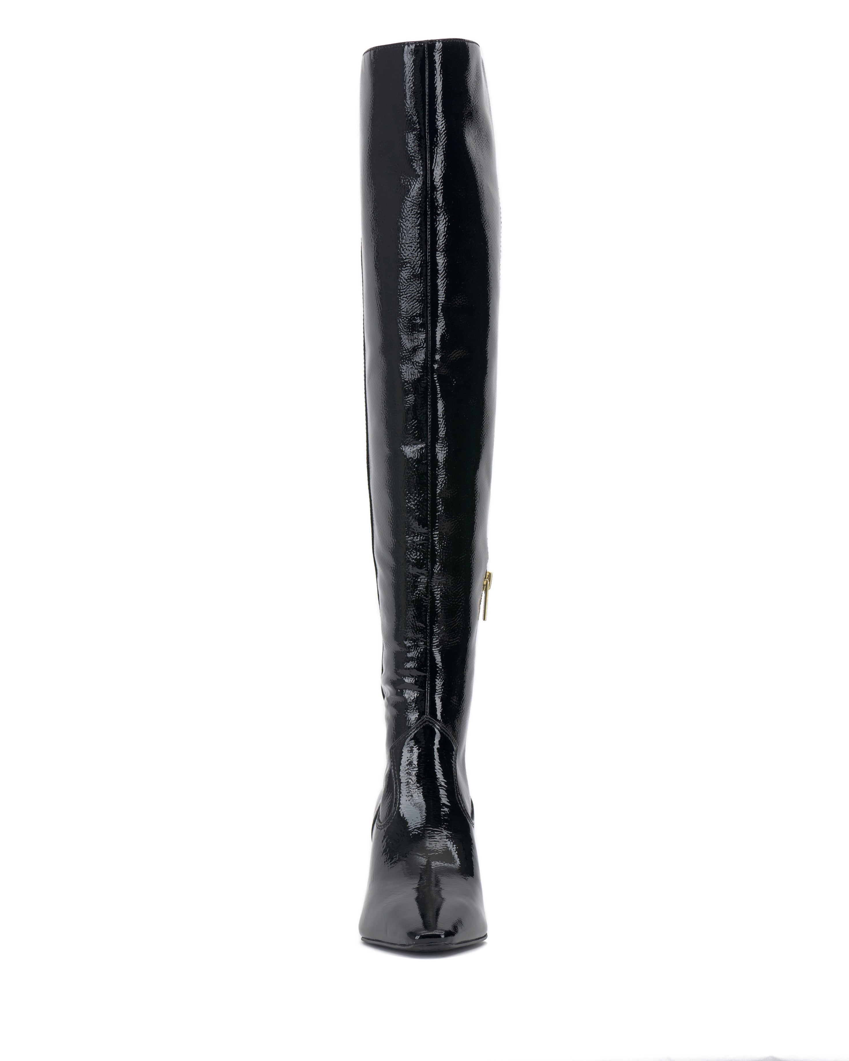 Wide Calf Over the Knee Boots with Pointed Toe & Stacked Heel | Shalie