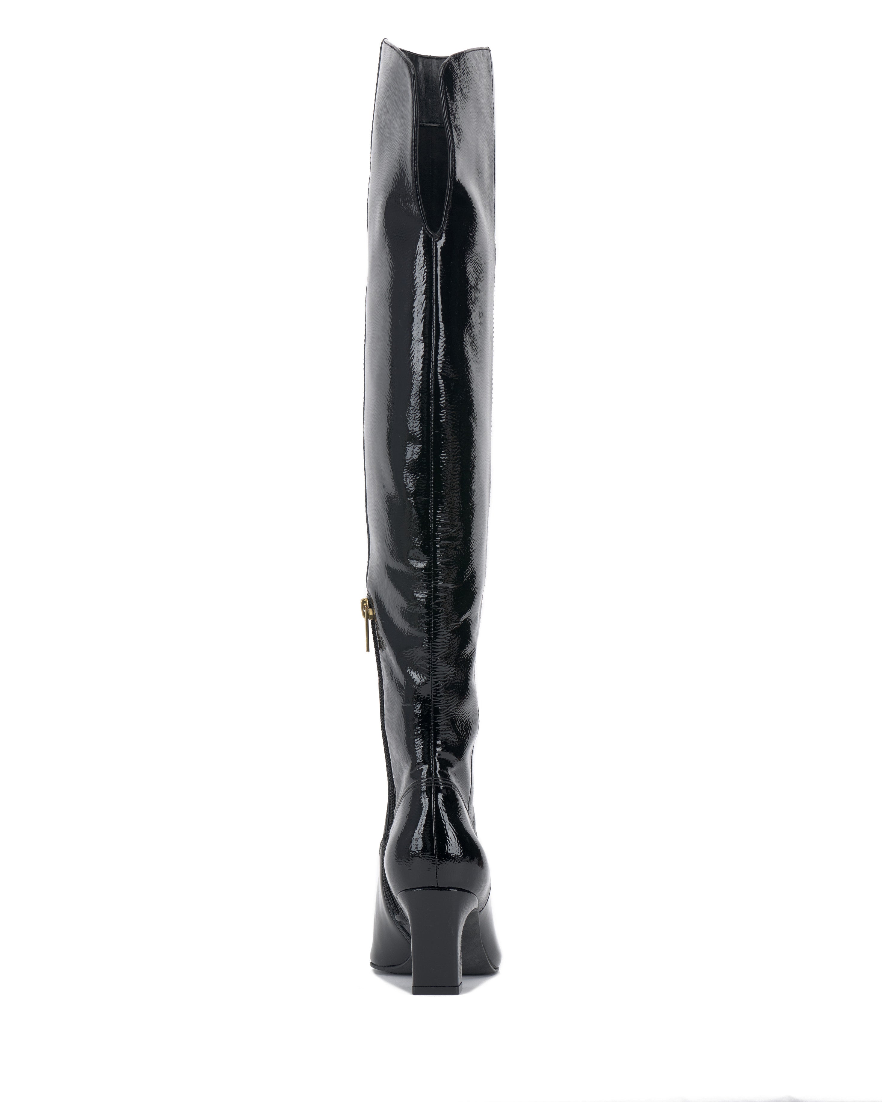 Wide Calf Over the Knee Boots with Pointed Toe & Stacked Heel | Shalie