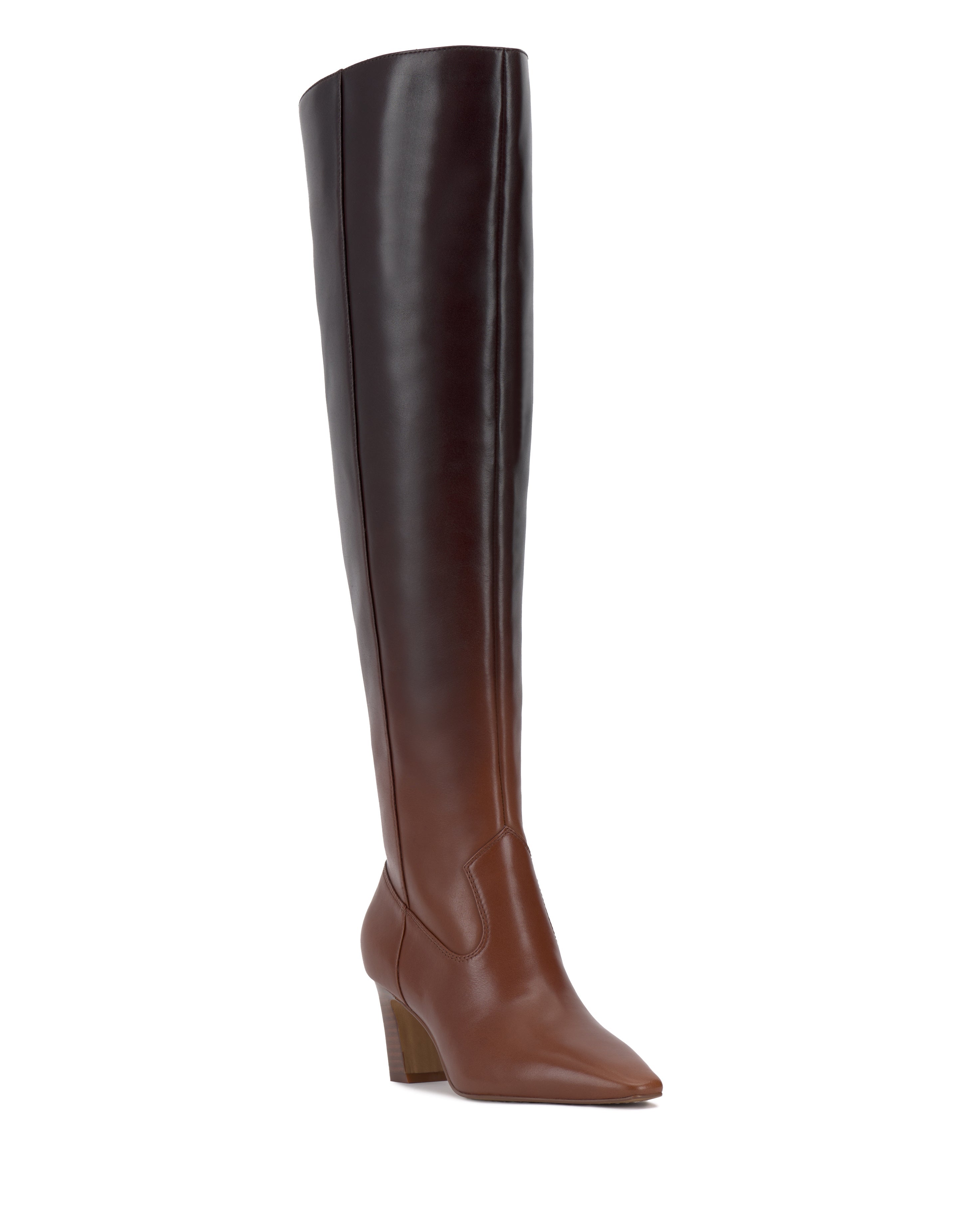 Wide Calf Over the Knee Boots with Pointed Toe & Stacked Heel | Shalie