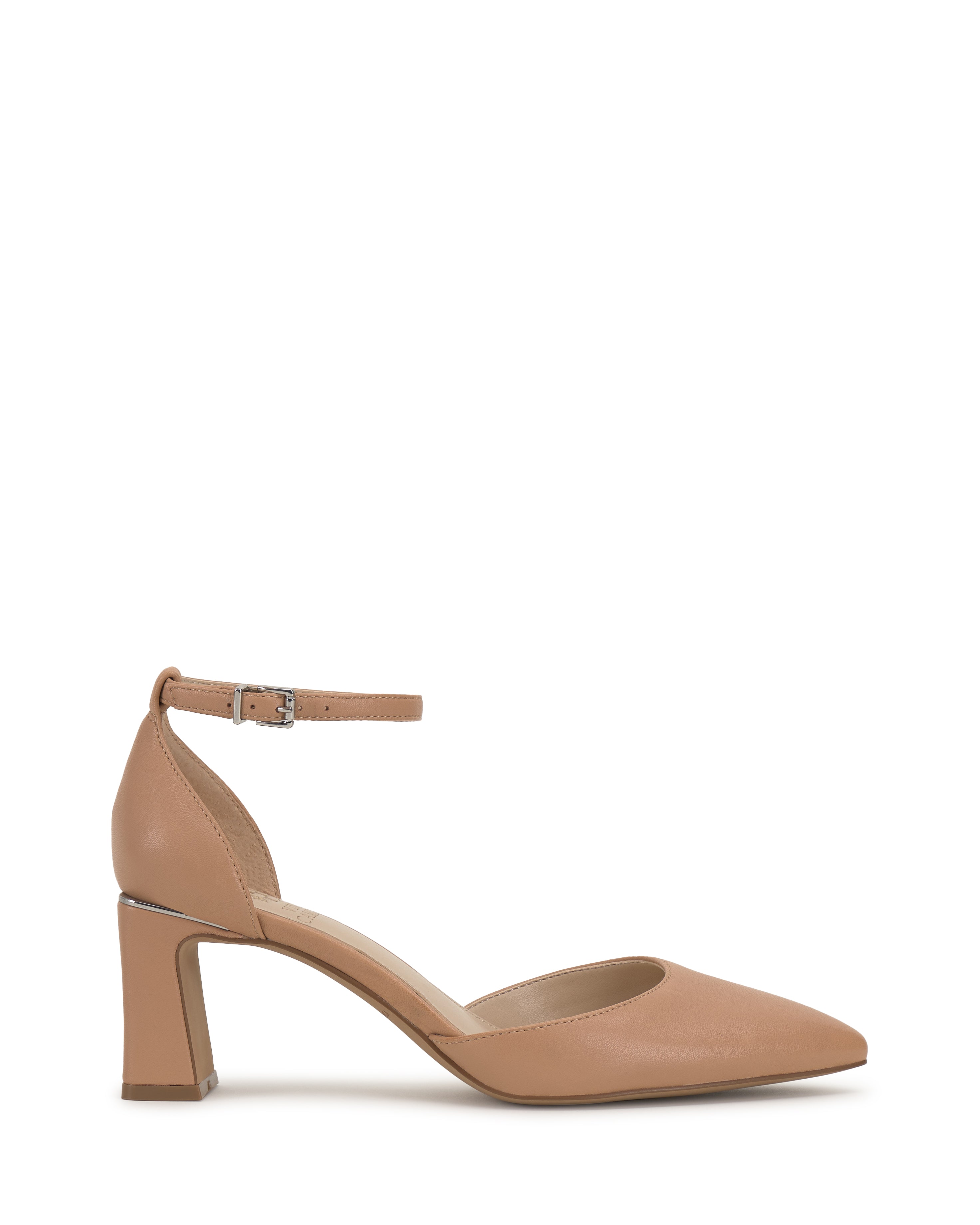 Leather Block Heel Pump with Ankle Strap | Hendriy