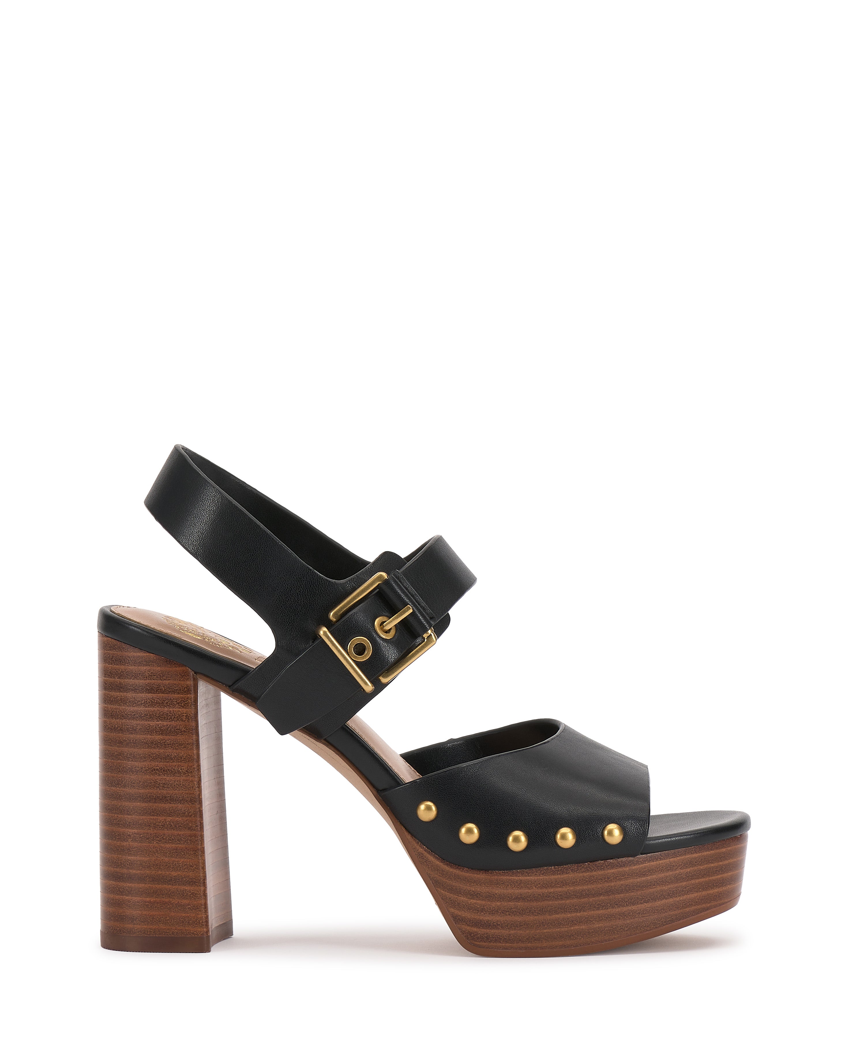 Retro Platform Sandals with Stacked Heel & Studded Accents | Pazton