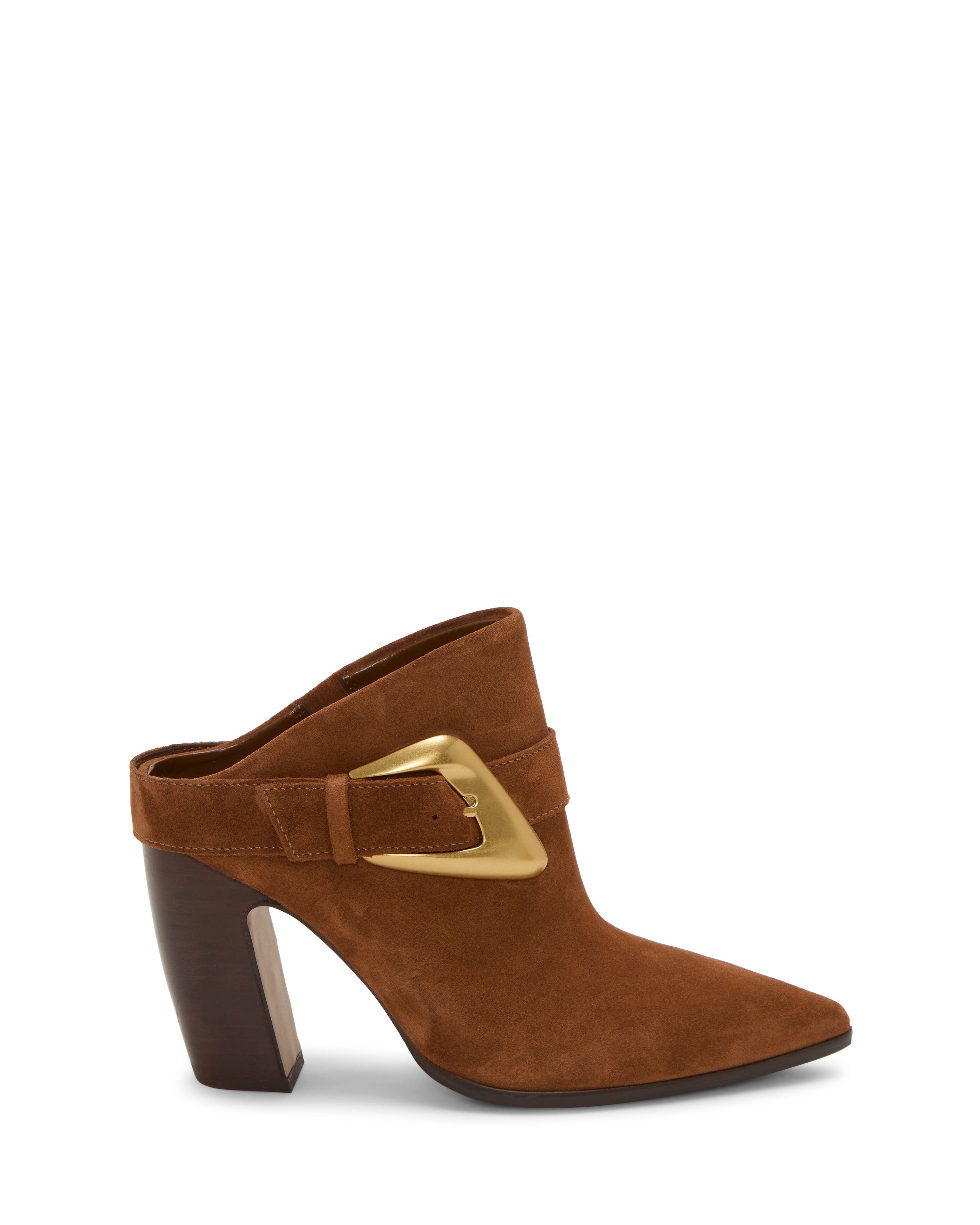 Baily Ankle Bootie with Statement Buckle & Block Heel