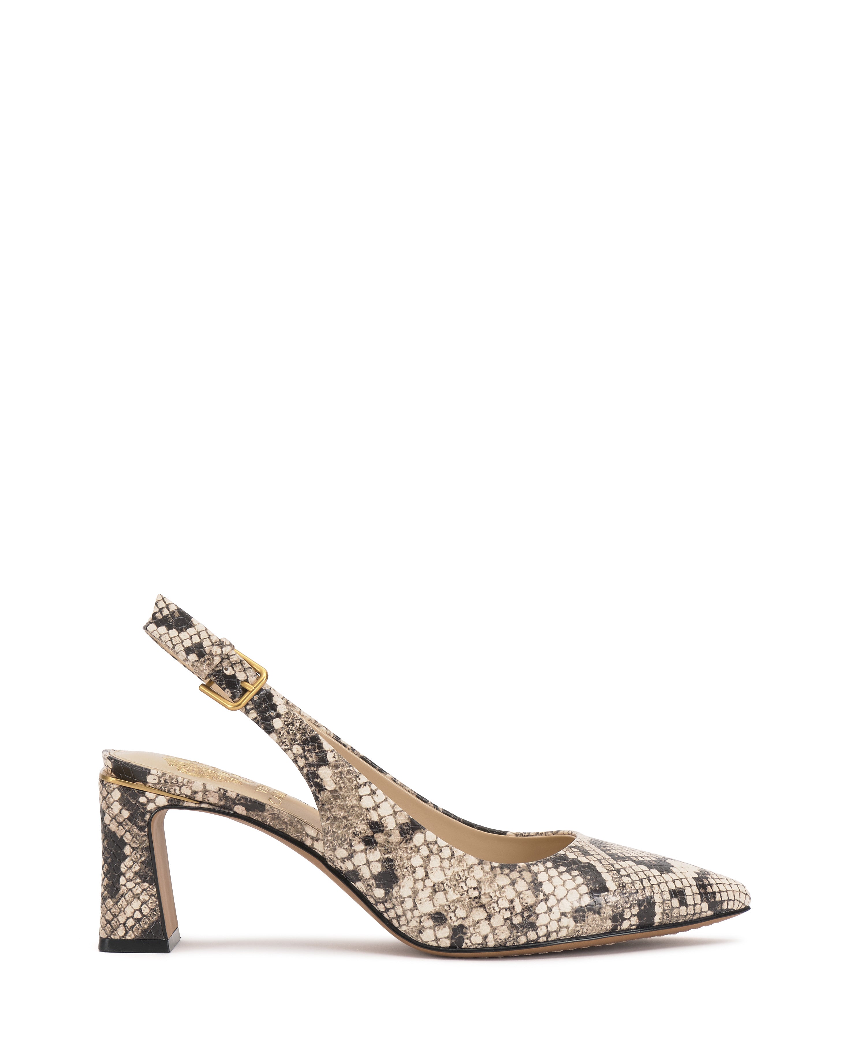 Leather Slingback Pumps with Pointed Toe & Metal Rand | Hamden