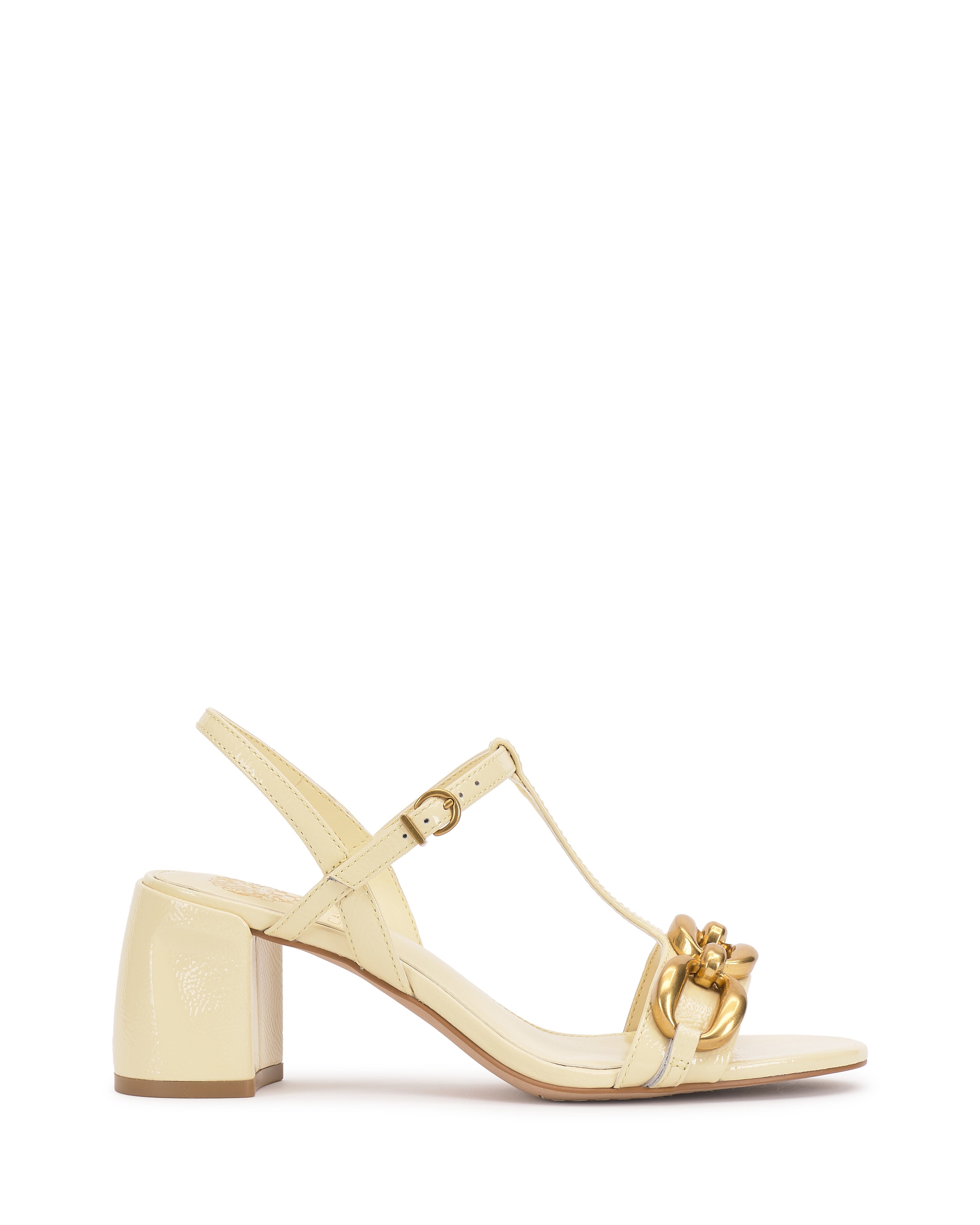 Elegant T-Strap Sandals with Chain Accent & Block Heel | Chirie