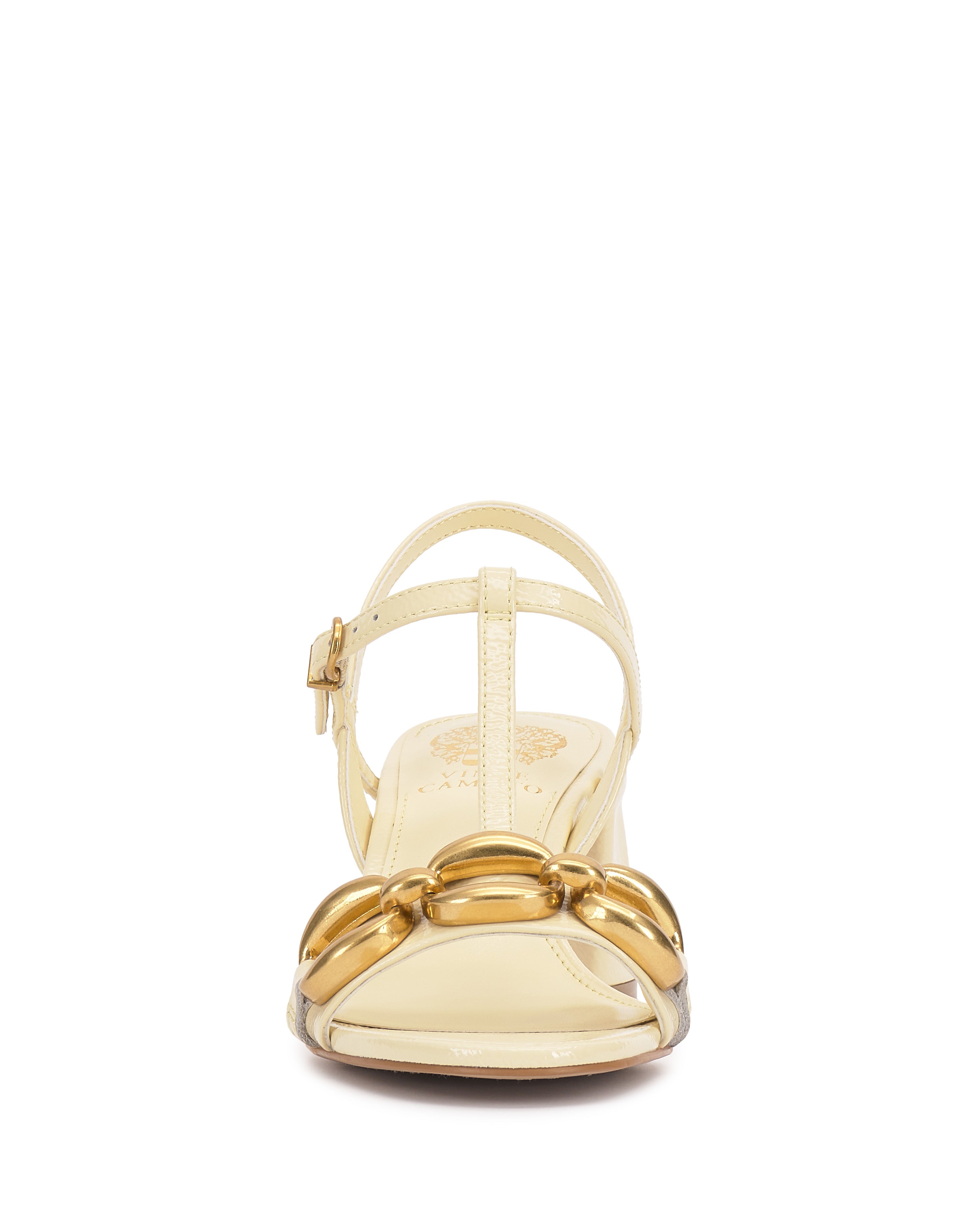 Elegant T-Strap Sandals with Chain Accent & Block Heel | Chirie