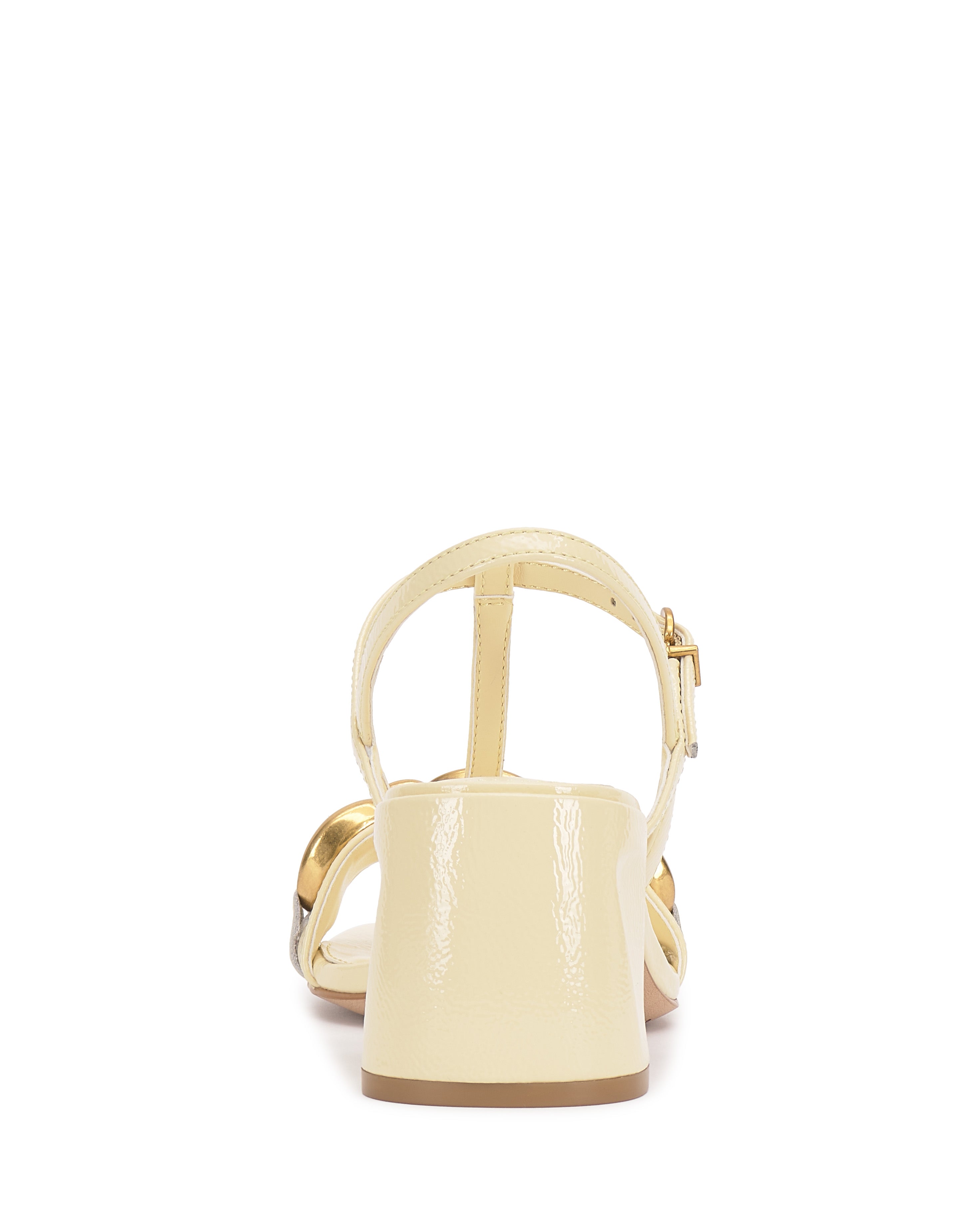 Elegant T-Strap Sandals with Chain Accent & Block Heel | Chirie