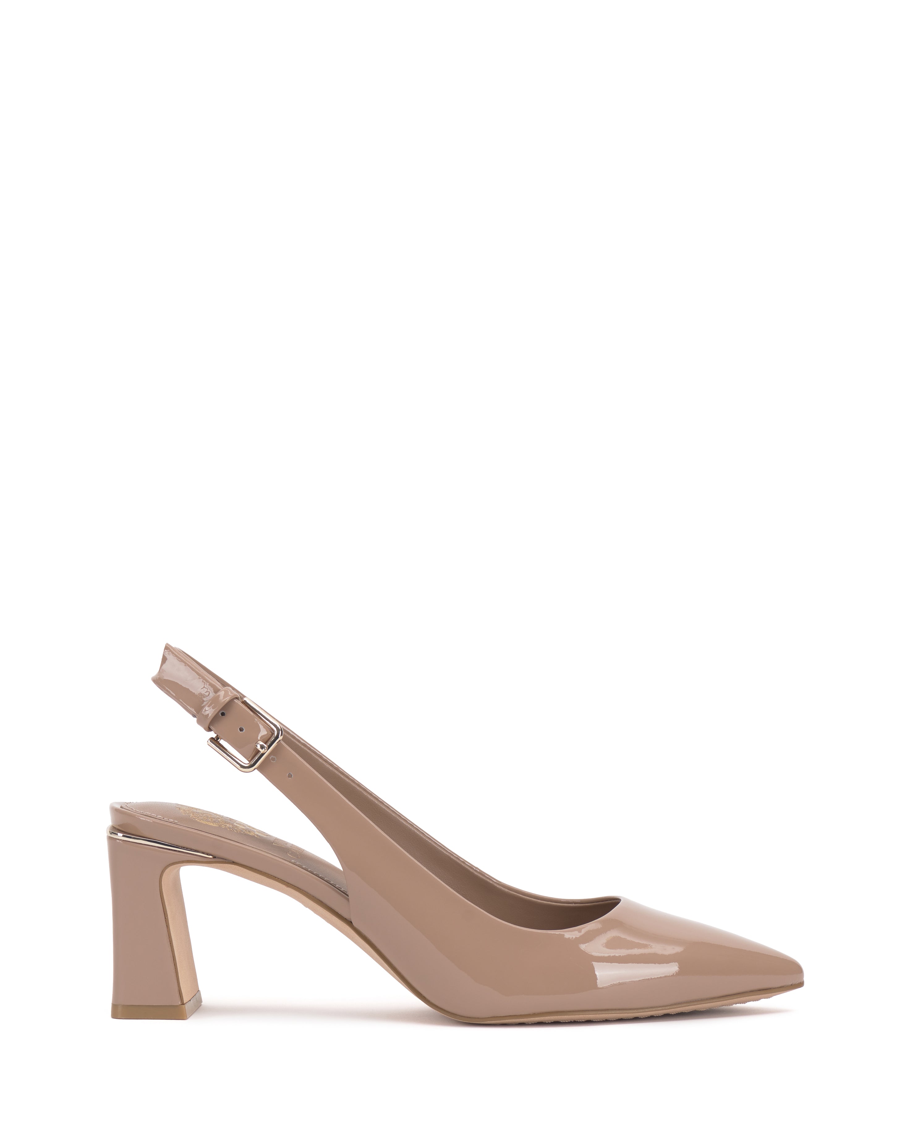 Leather Slingback Pumps with Pointed Toe & Metal Rand | Hamden