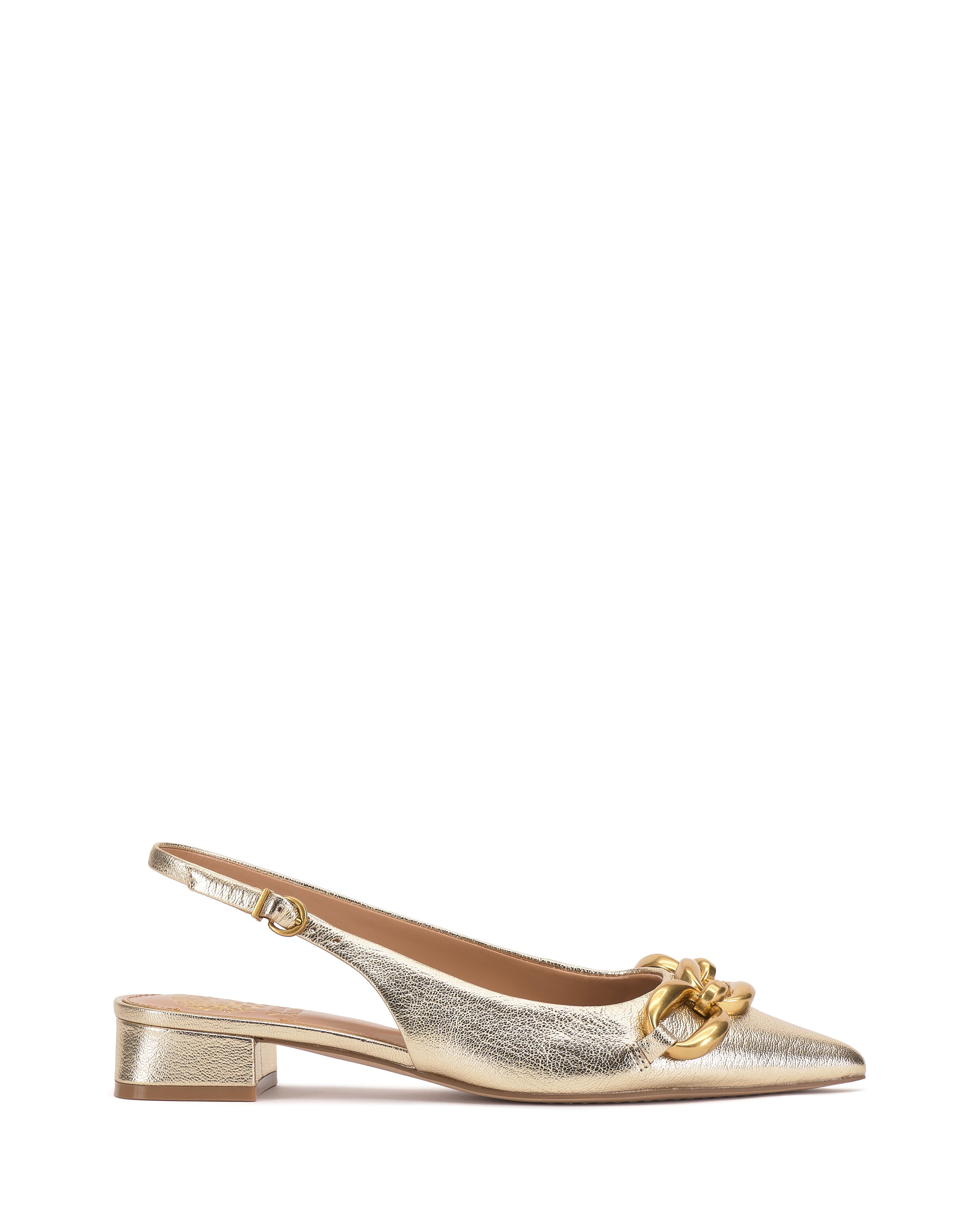 Pointed Toe Slingback Pumps with Chain Accent | Valiey
