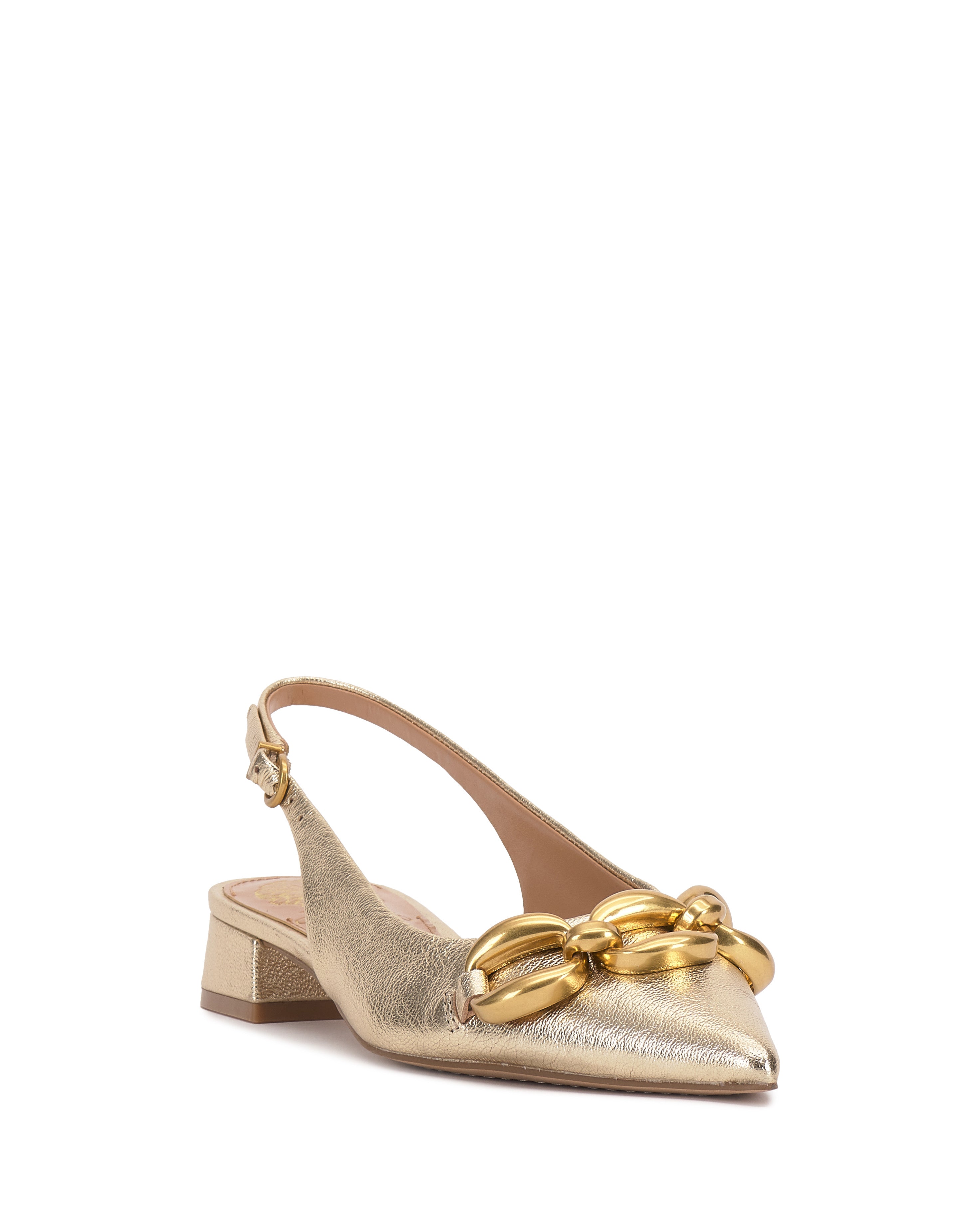 Pointed Toe Slingback Pumps with Chain Accent | Valiey