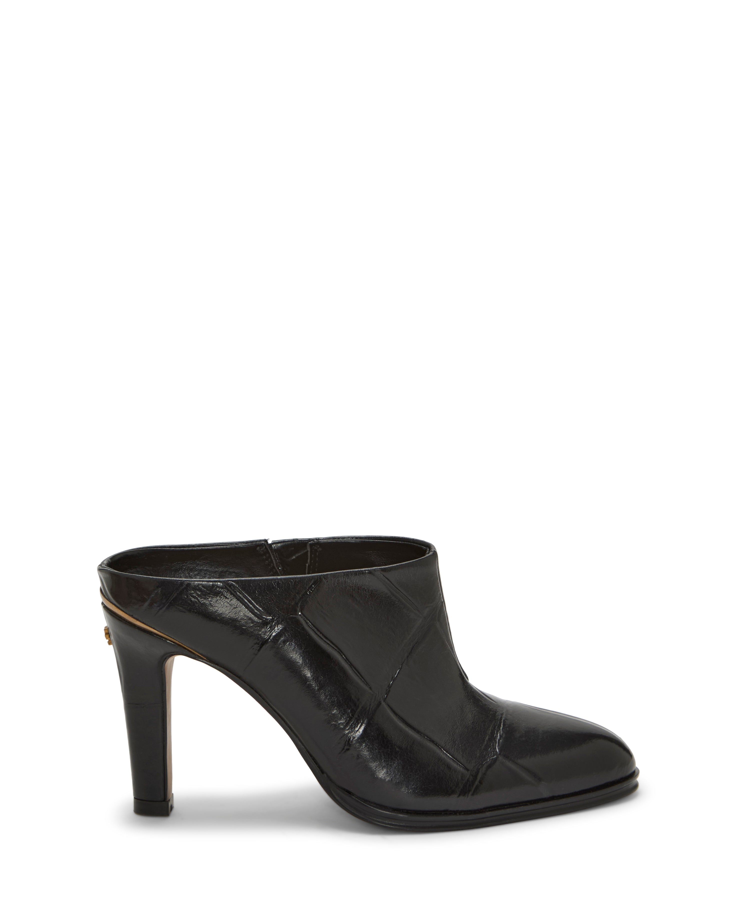 Leather High Heel Mules with Gold Detailing | Solene