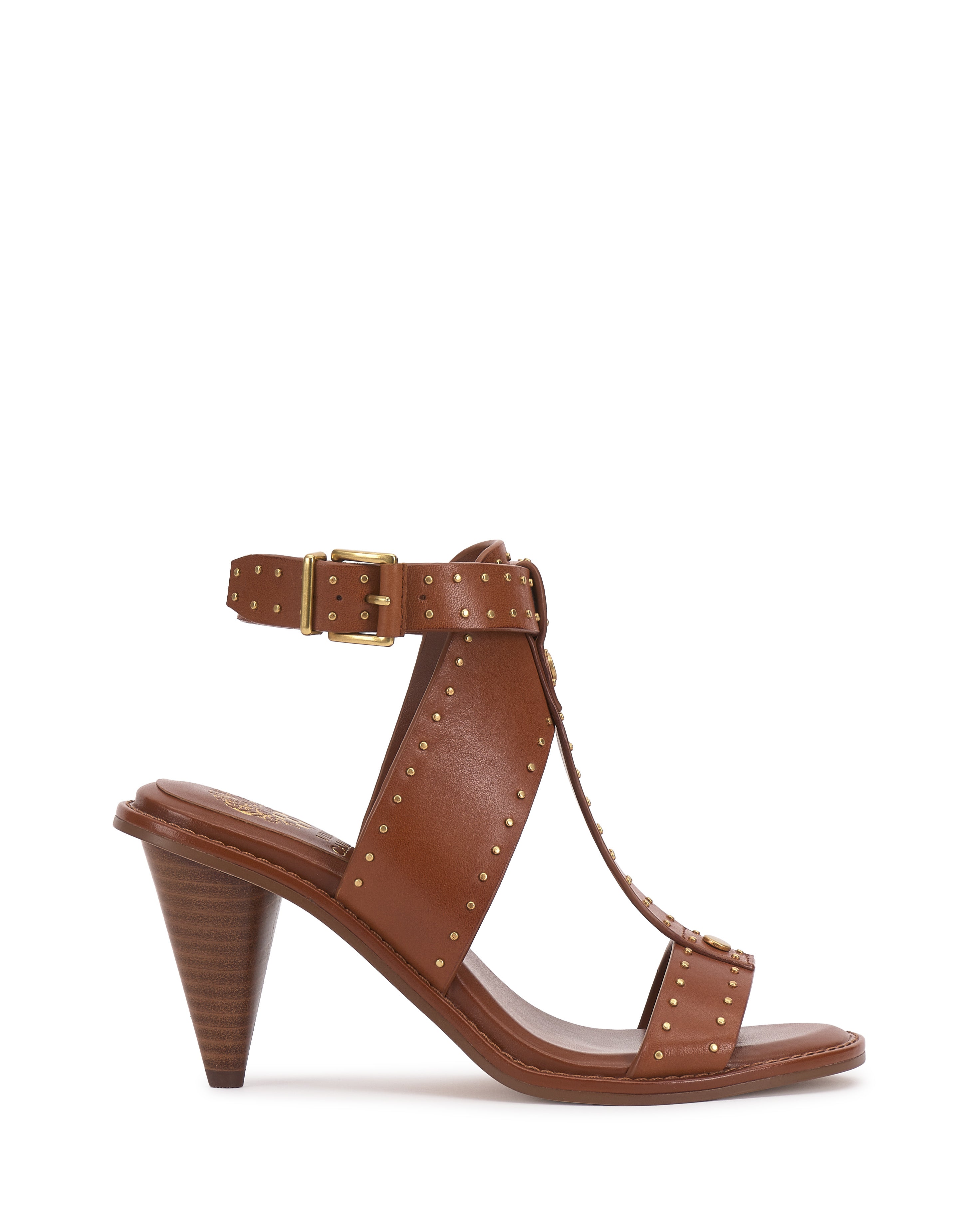 Microstud T-Strap Sandals with Cone Heel | Faunie