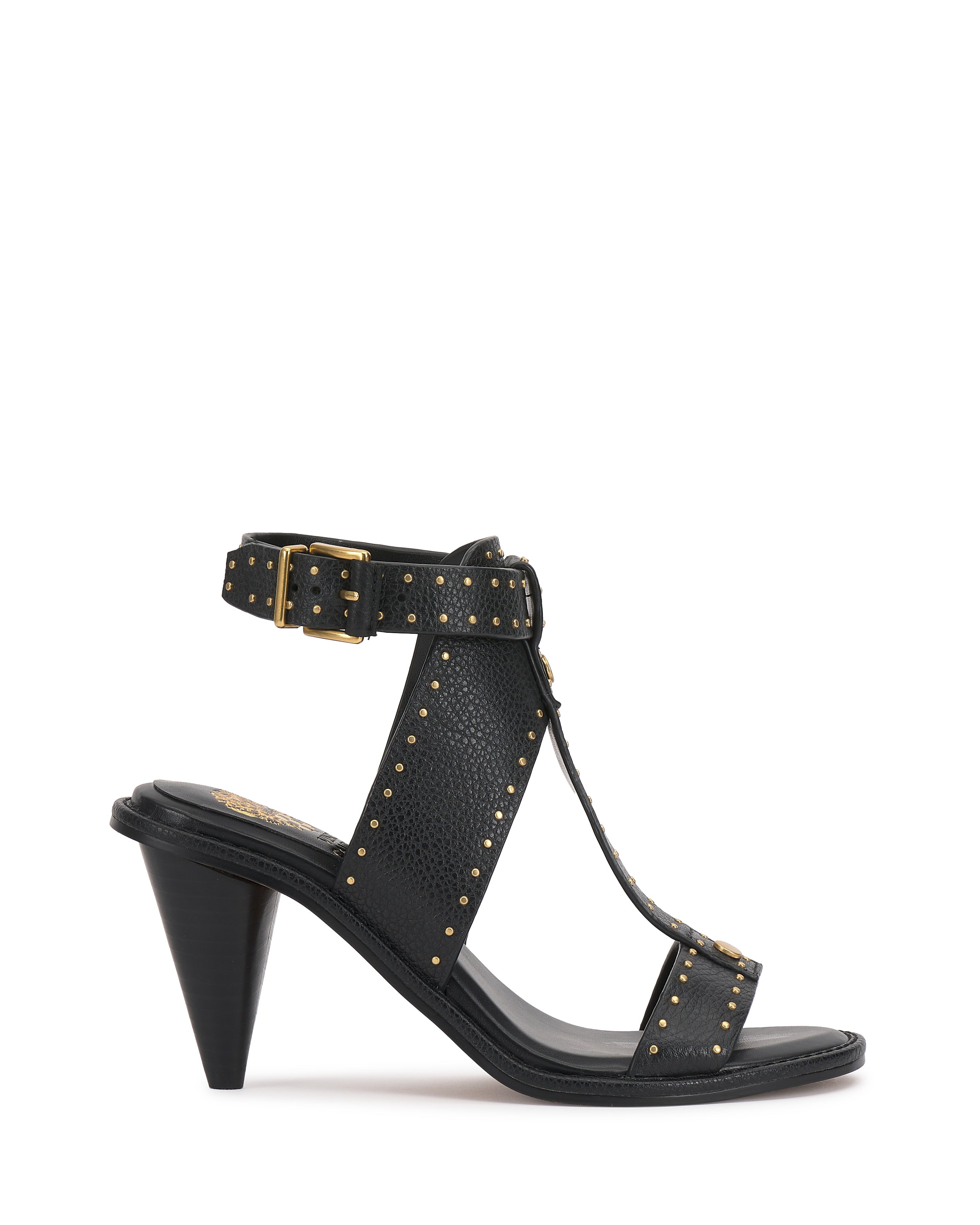 Microstud T-Strap Sandals with Cone Heel | Faunie