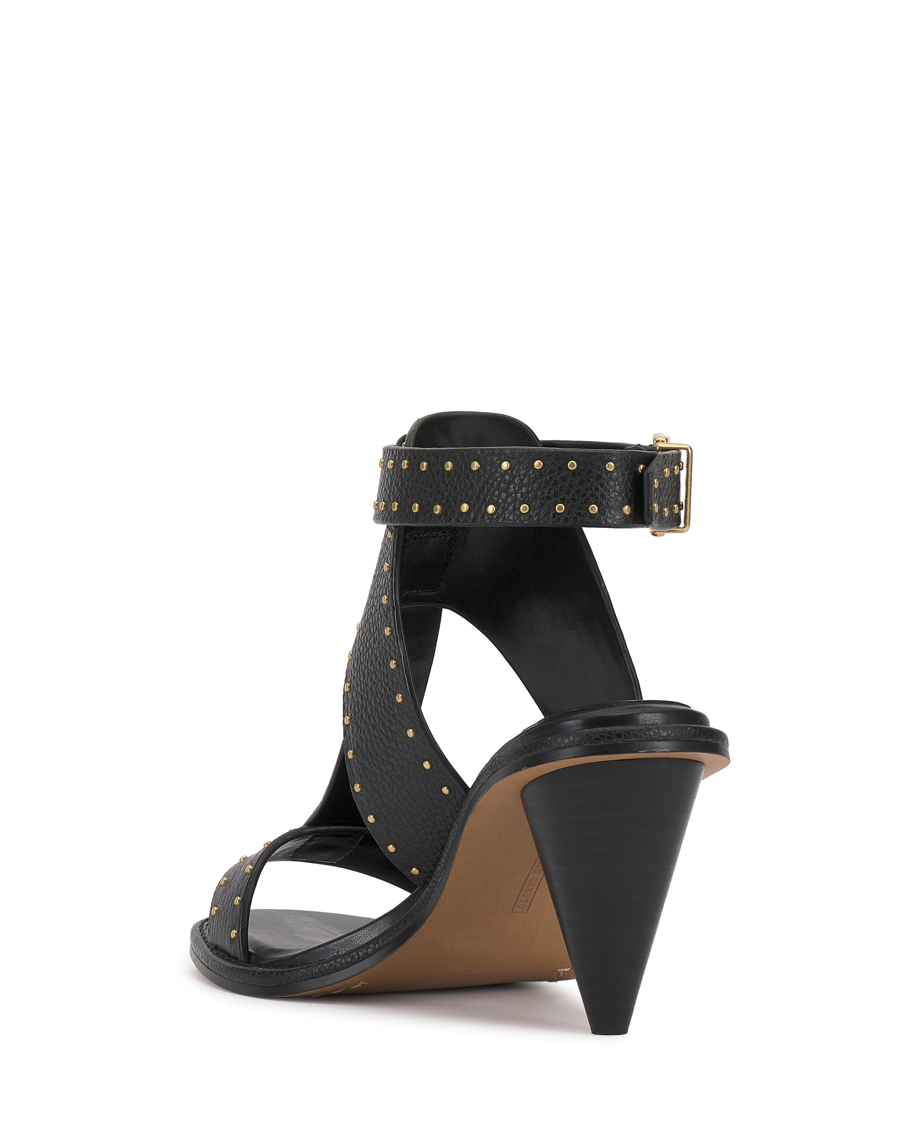 Microstud T-Strap Sandals with Cone Heel | Faunie