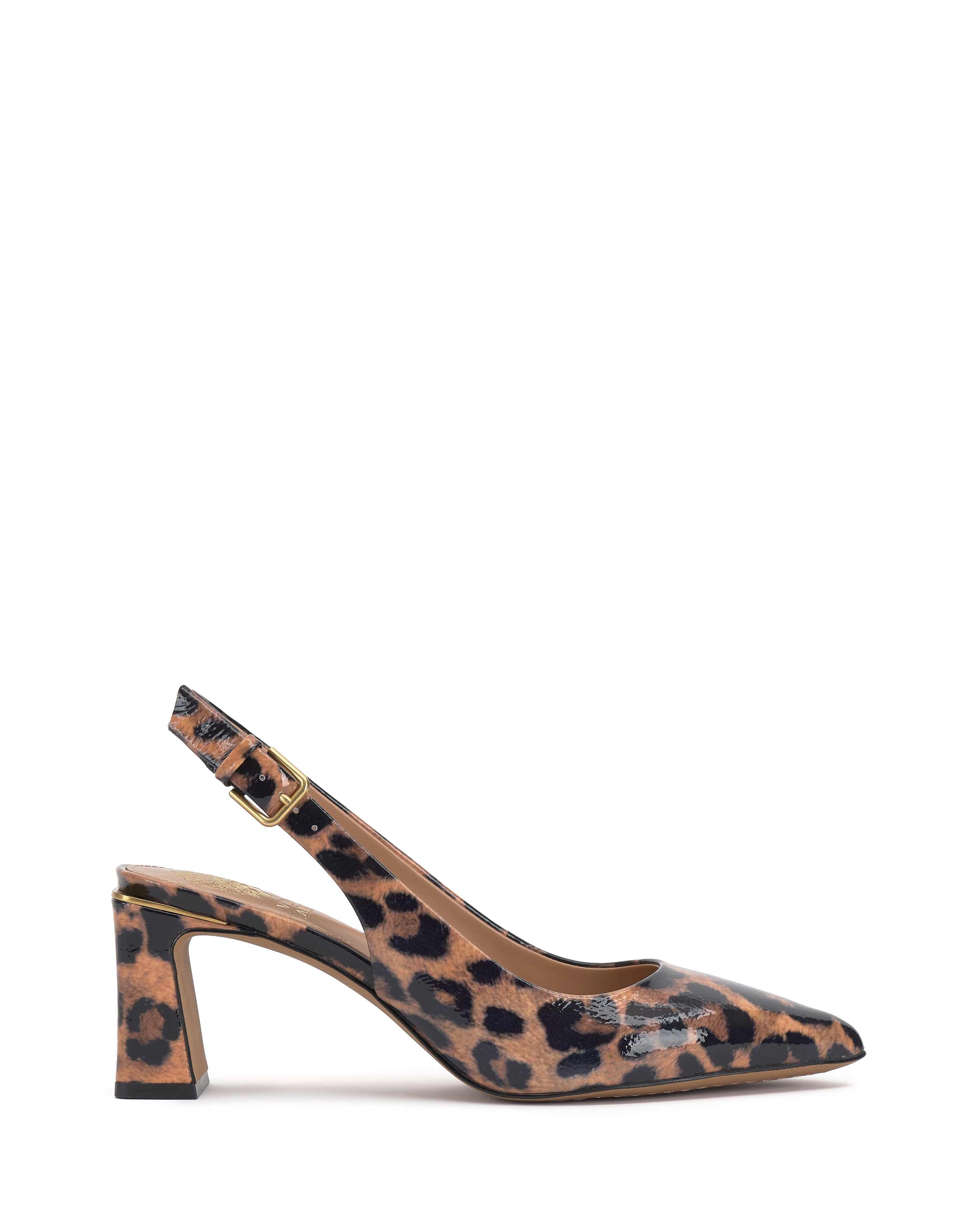 Leather Slingback Pumps with Pointed Toe & Metal Rand | Hamden