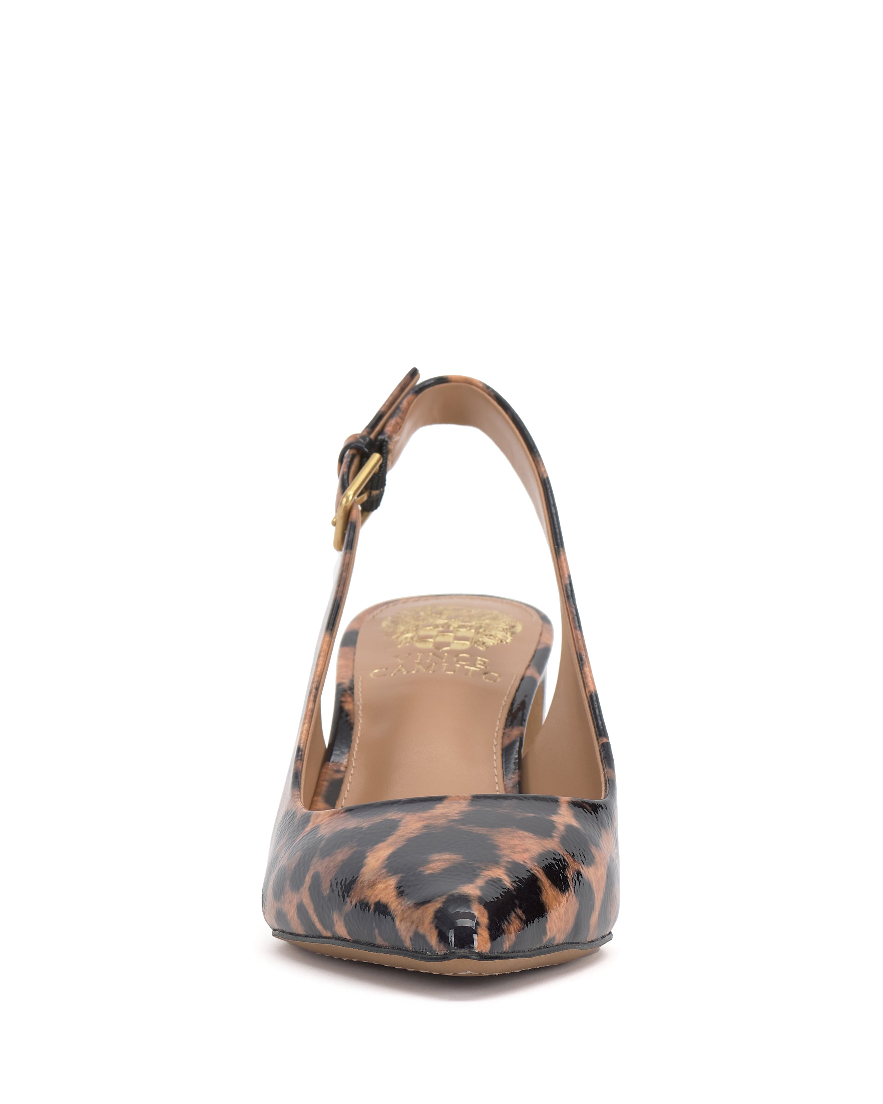 Leather Slingback Pumps with Pointed Toe & Metal Rand | Hamden