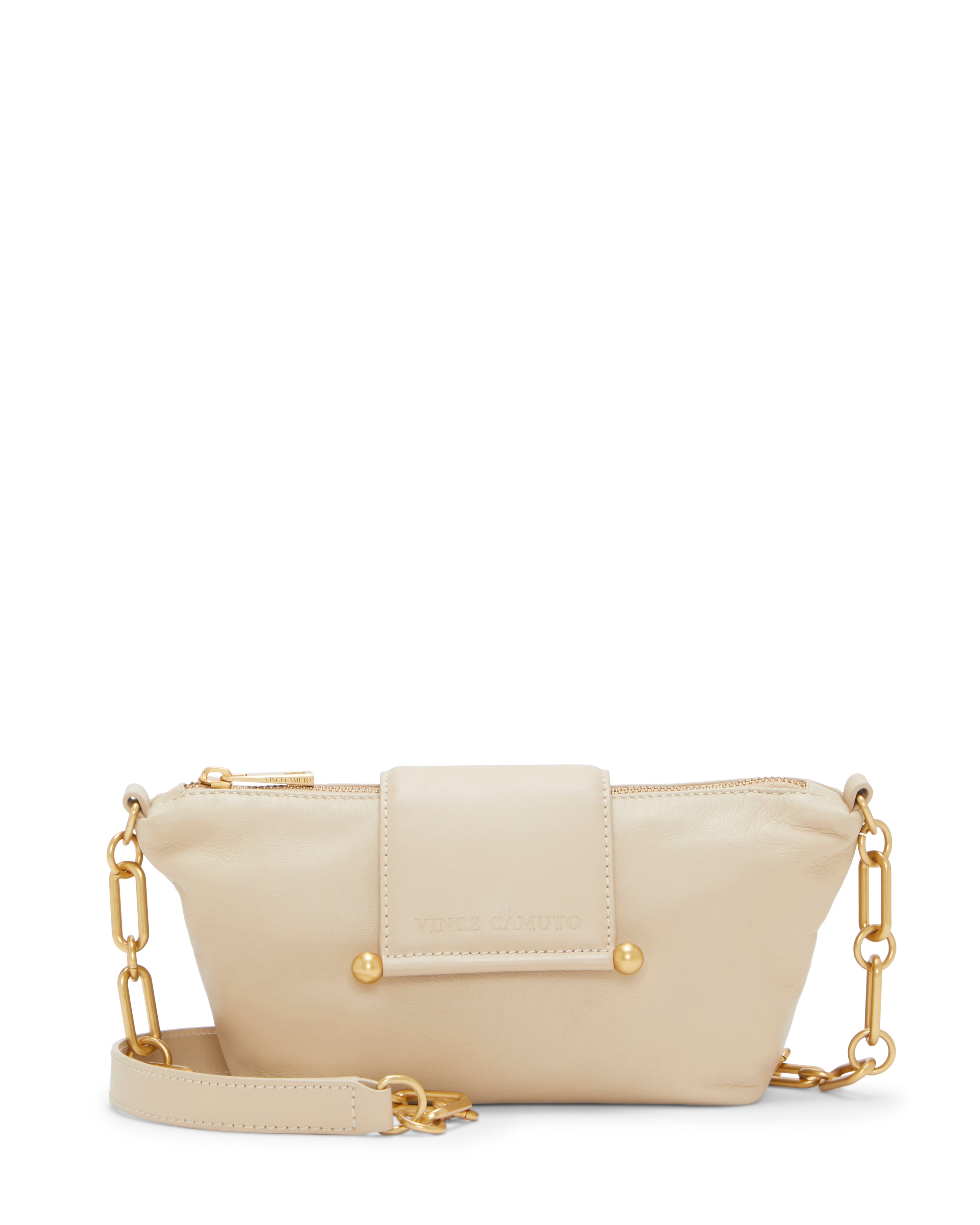 Leather Crossbody Bag with Goldtone Accents | Selah by Vince Camuto