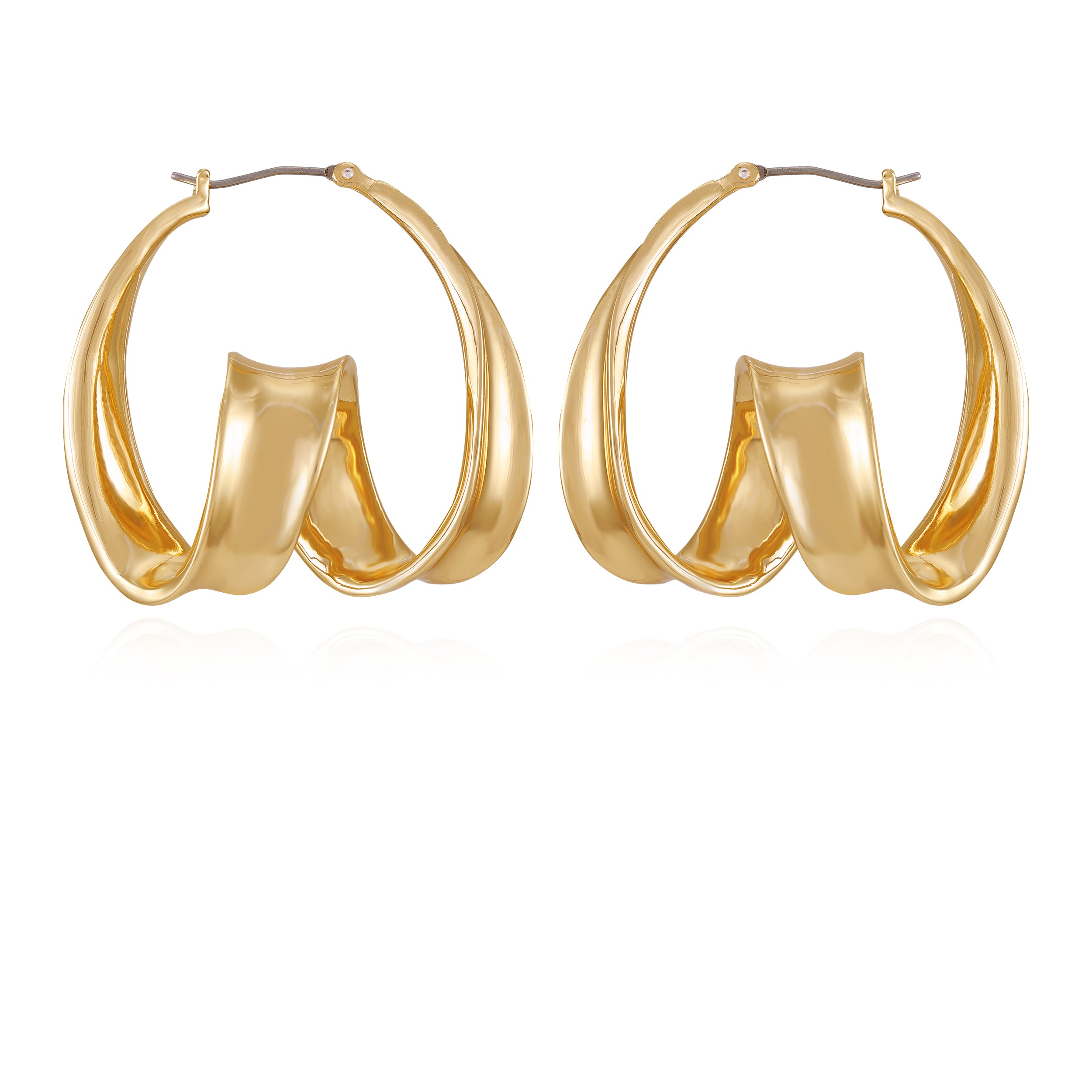 Goldtone Spiral Hoop Earrings | Modern Twist on Classic Hoops
