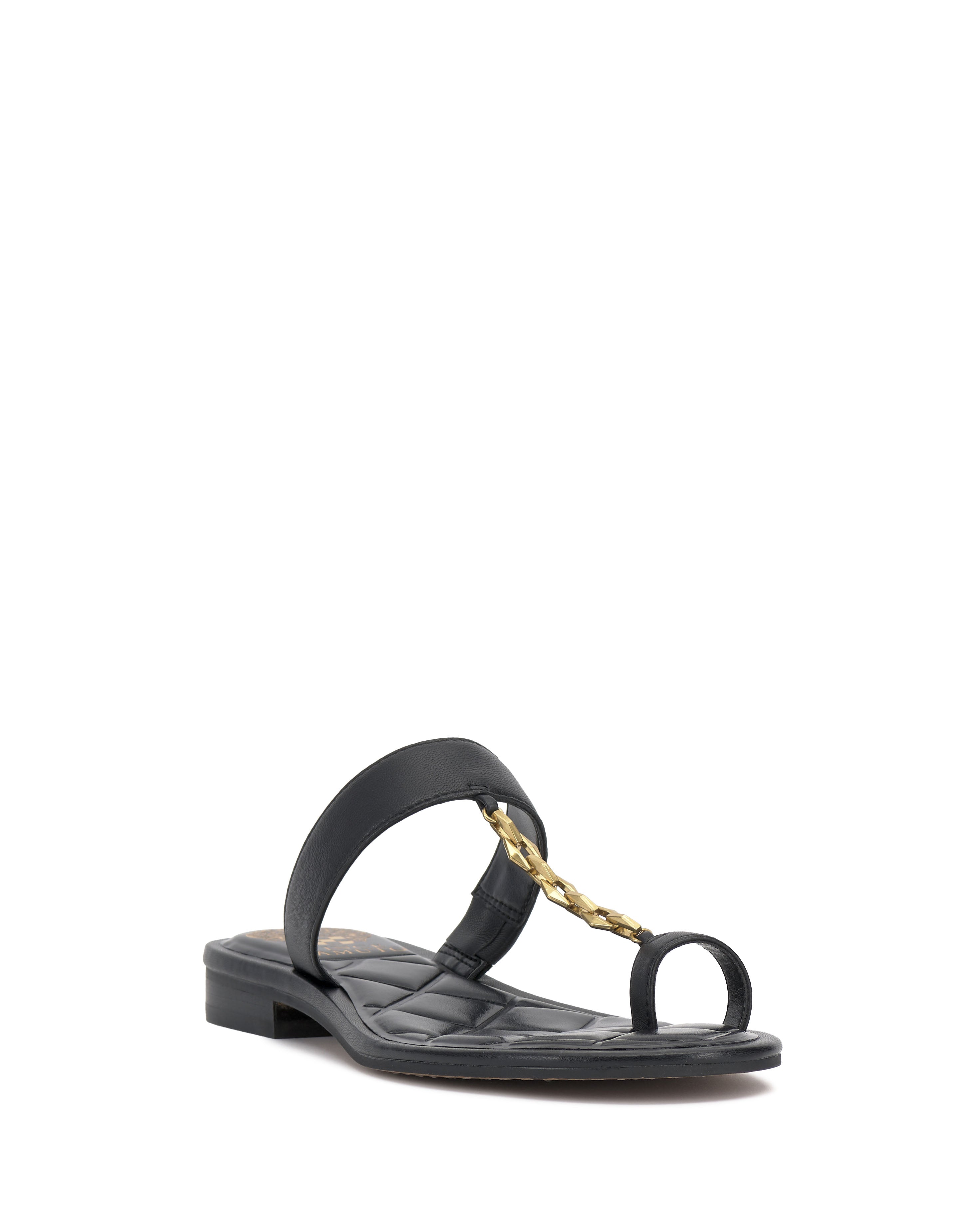 Lexie Women's Sandal with Gold Chain & Block Heel | Trendy Toe Loop Design