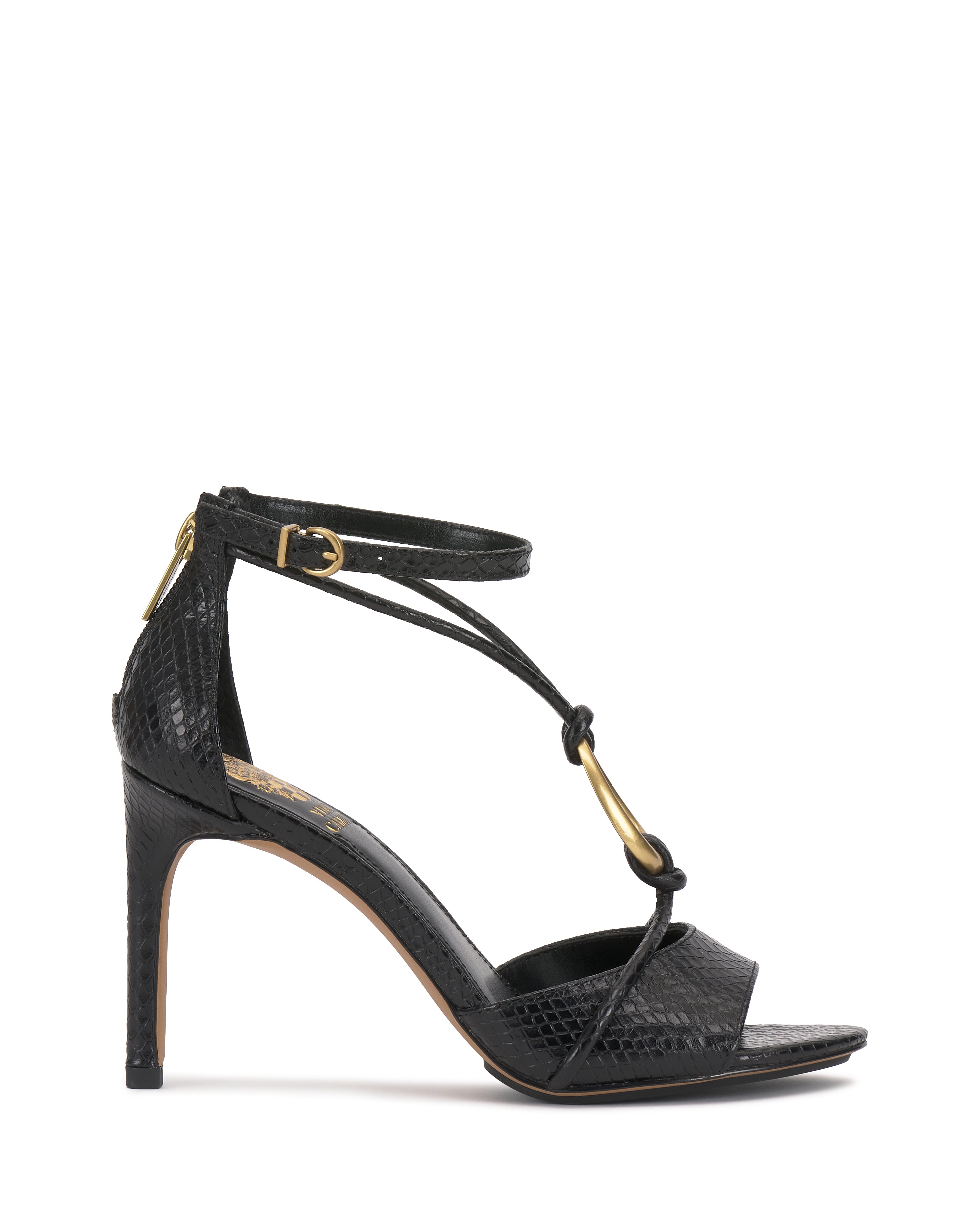 Strappy Stiletto Sandals with O-Ring Accent & Ankle Strap | Alinna