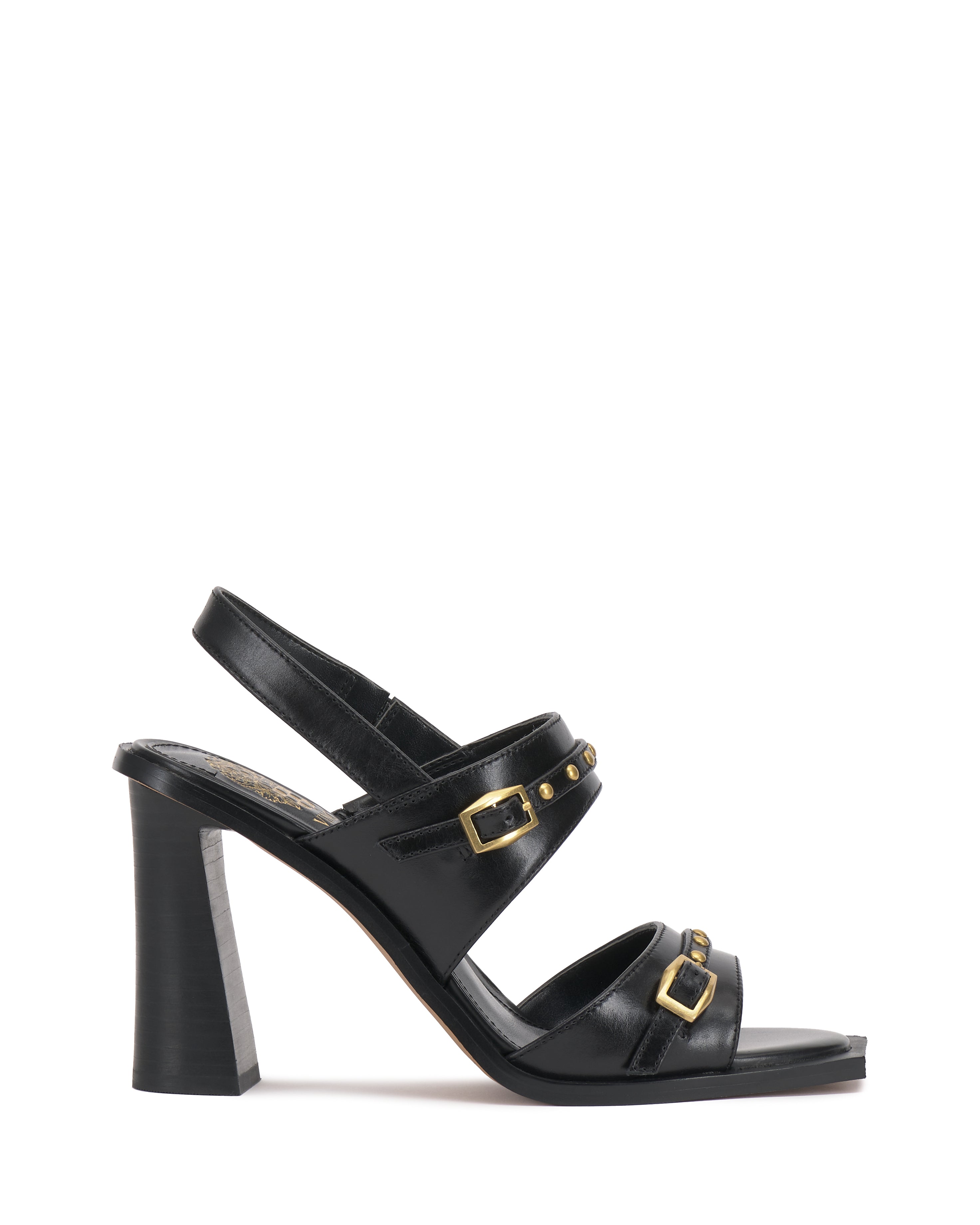 Studded Buckle Sandals with Block Heel | Ridena