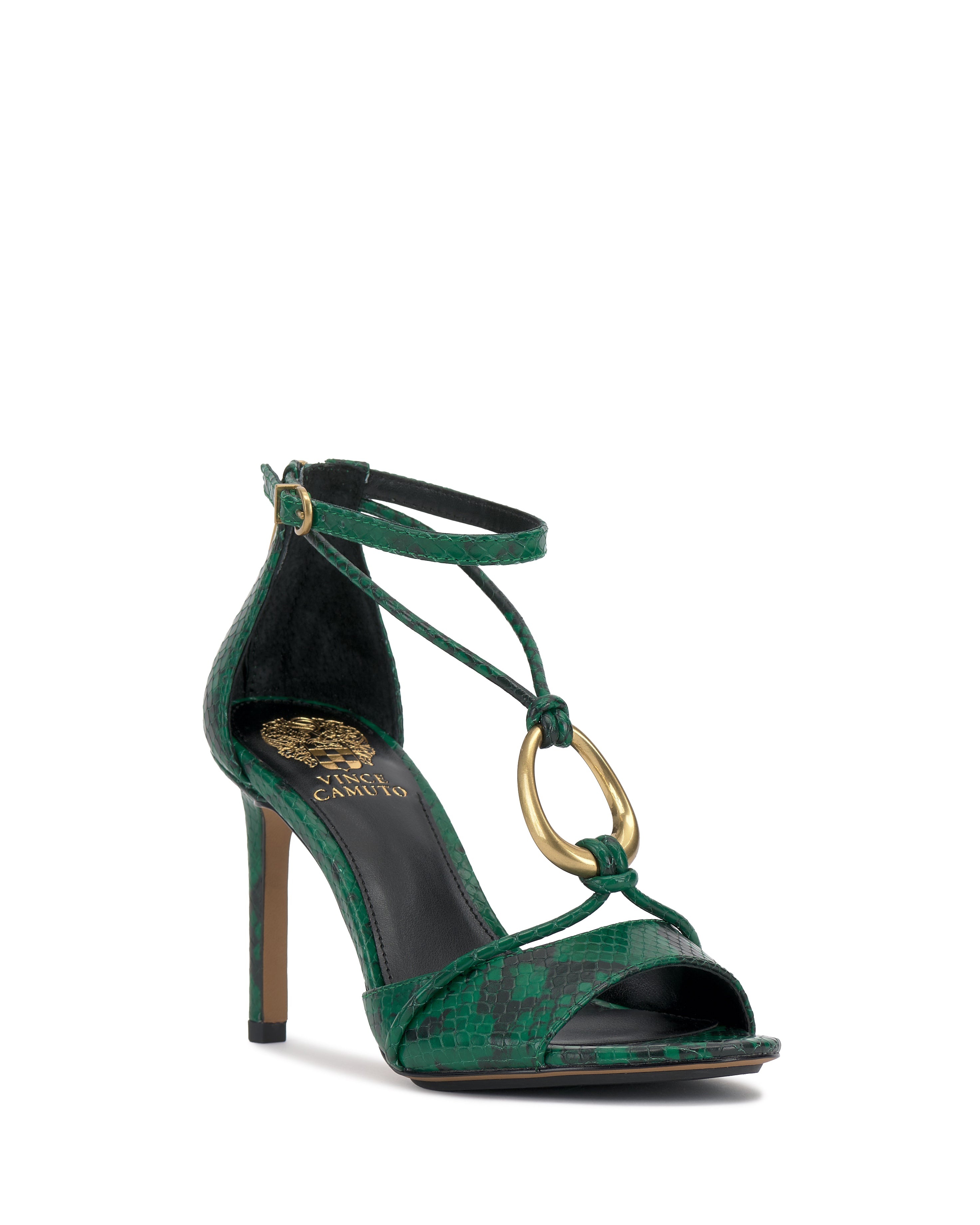 Strappy Stiletto Sandals with O-Ring Accent & Ankle Strap | Alinna